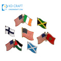 Atacado barato estampagem de metal personalizado esmaltado amizade dupla country america kuwait bandeira distintivo